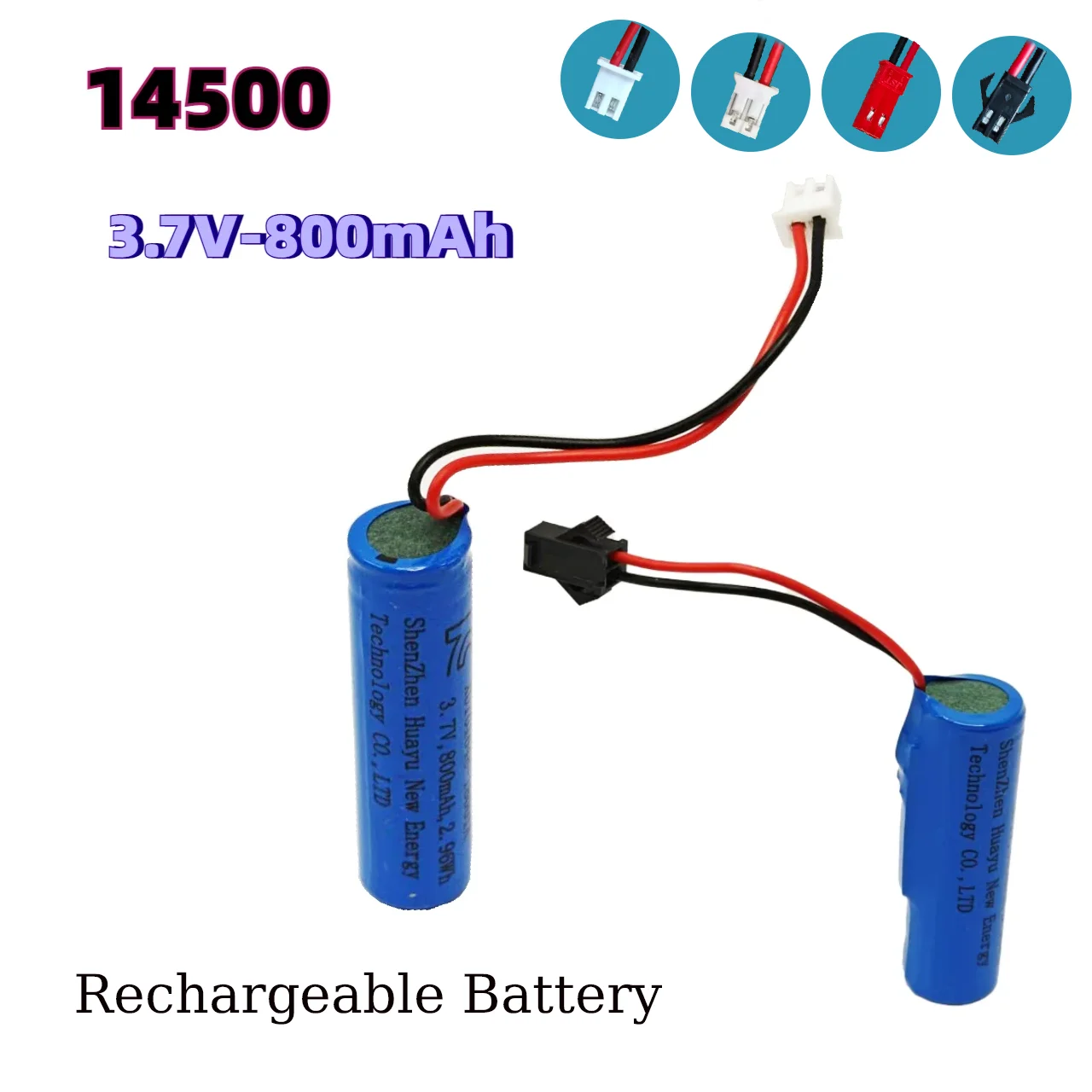 

14500 Rechargeable Battery 3.7V 800mAh Lithium Battery with SM Plug XH2.54 PH2.0 Plug for Toy Game Controller