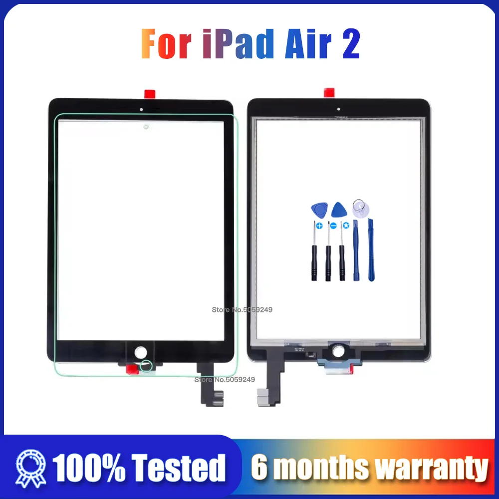 High Quality For iPad Air 2 A1567 A1566 Touch Screen Glass Digitizer with flex cable Free Tools with Tempered Glass tools