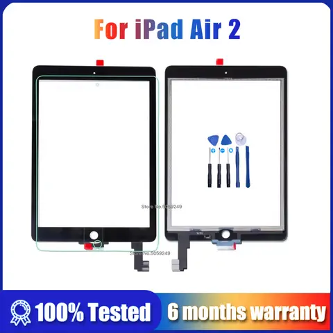 High Quality For iPad Air 2 A1567 A1566 Touch Screen Glass Digitizer with flex cable Free Tools with Tempered Glass tools