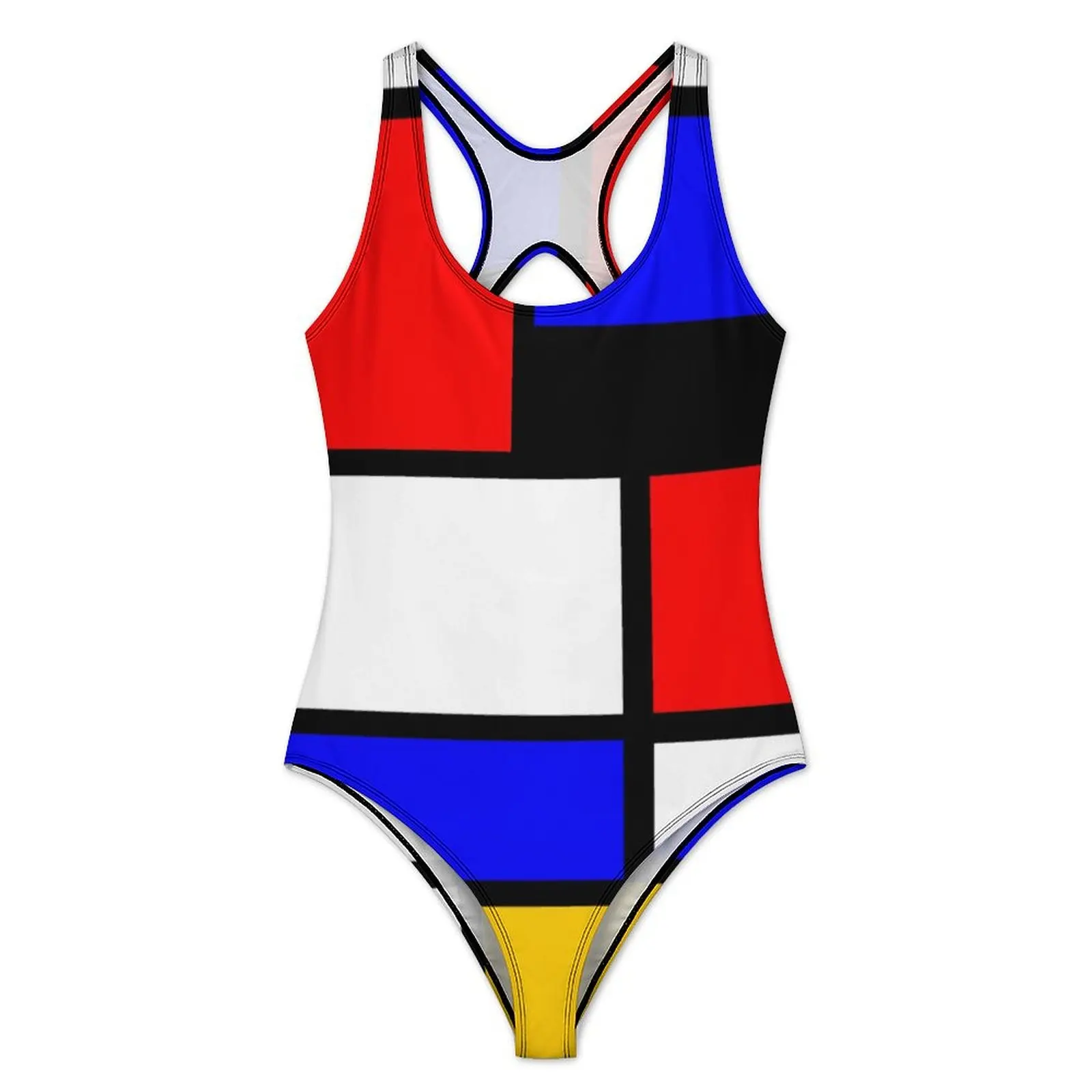 Multi Geometric Print Swimsuit Art Mondrian Style Push Up Swimwear One Piece Bathing Suits Swimsuits Sexy Graphic Beach Outfits