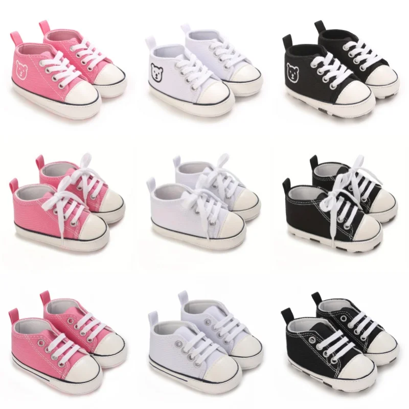 الربيع والخريف نمط 0-1 سنة متعدد الألوان حذاء قماش طفل أحذية مشي حذاء طفل لينة سوليد عدم الانزلاق الأحذية