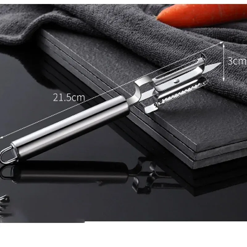 A Kitchen Stainless Steel Double-Head 3-in-1 Apple Peeler Potato Planer Multi-Functional Tool For Falling Fruit And Vegetable image 5