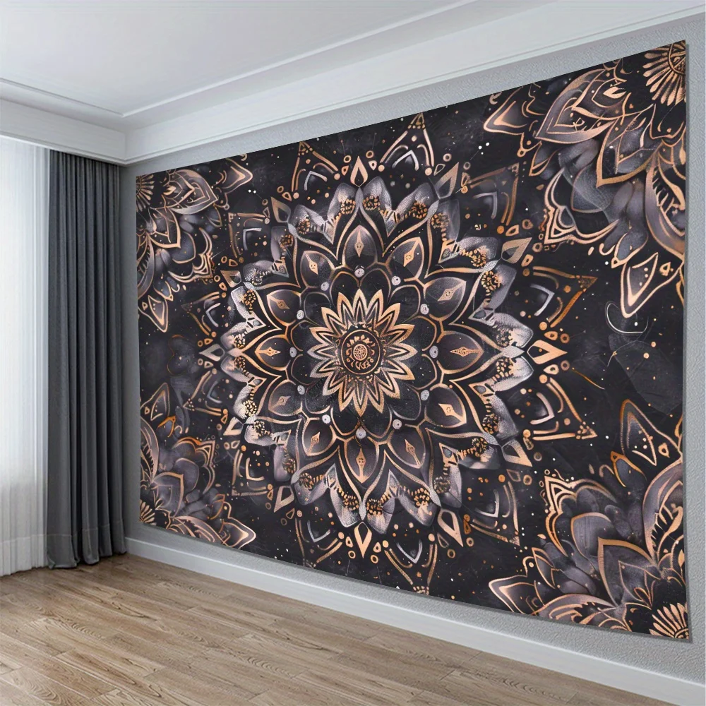 Large Luxury Mandala Tapestry Wall Decor Boho Geometric Gold Bohemian Art Hanging for Living Room Bedroom Home Accent