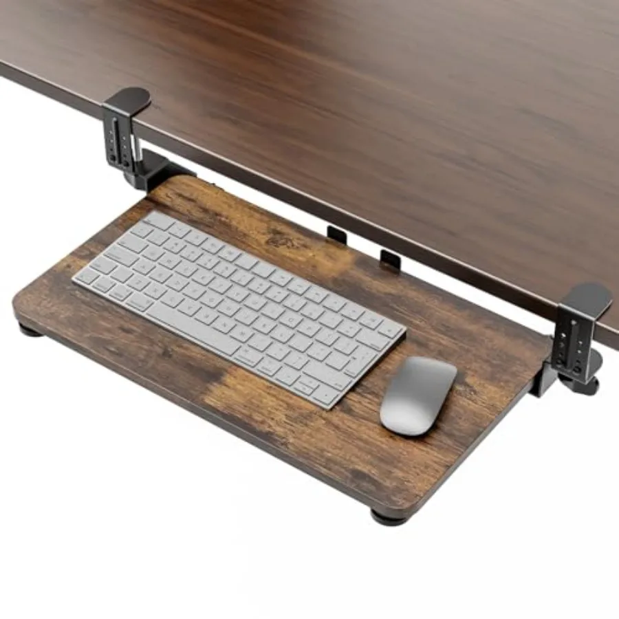 Small Keyboard Tray Under Desk, Pull Out Keyboard and Mouse Tray with Adjustable C-clamp, 20 25.9 Including Clamps x 11.8 Inch