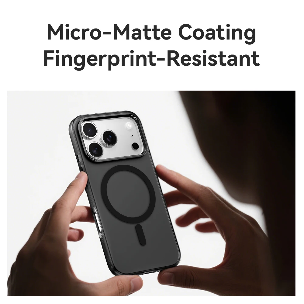 Rock n52 ímãs fosco translúcido caso de telefone para iphone 17 pro max anti-impressão digital à prova de choque caso traseiro duro para iphone 17 pro