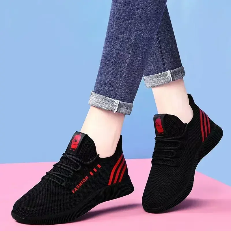 Women\'s New Lace Up Sneakers Female Casual Breathable Mesh Platform Sneakers Fashion Ladies Soft Comfy Sneaker Tenis Feminino