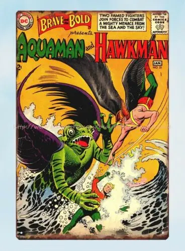 outdoor wall art comic Aquaman Hawkman metal tin sign