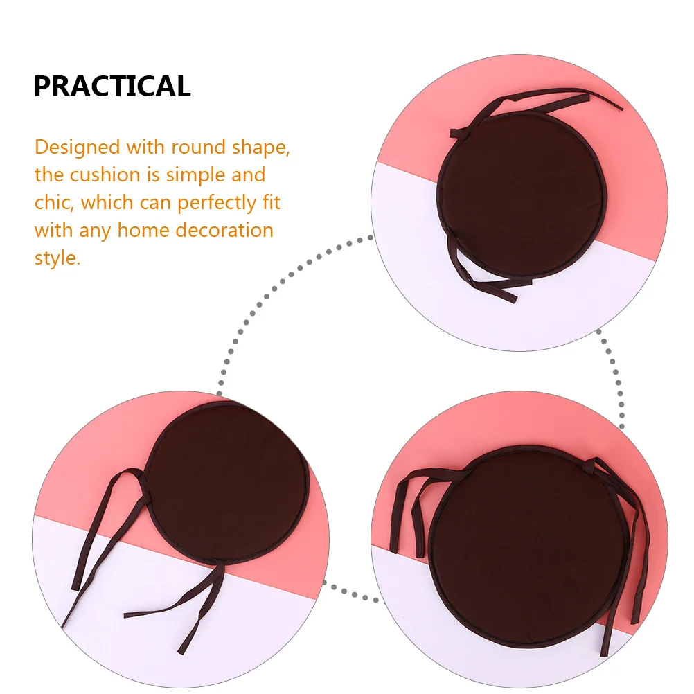 

2Pcs Round Thick Fabric Seat Cushions for Dining Chair Pad Office Living Room Kitchen Polyester Comfortable Anti Slip