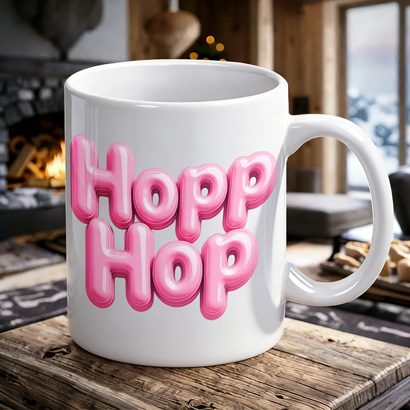 

Easter Hoppy Hop Pink 3D Letter Ceramic Cup, Coffee Cup, Milk Cup, Office Tea Cup, Drinking Cup, Fade-Resistant,Gift for Friends