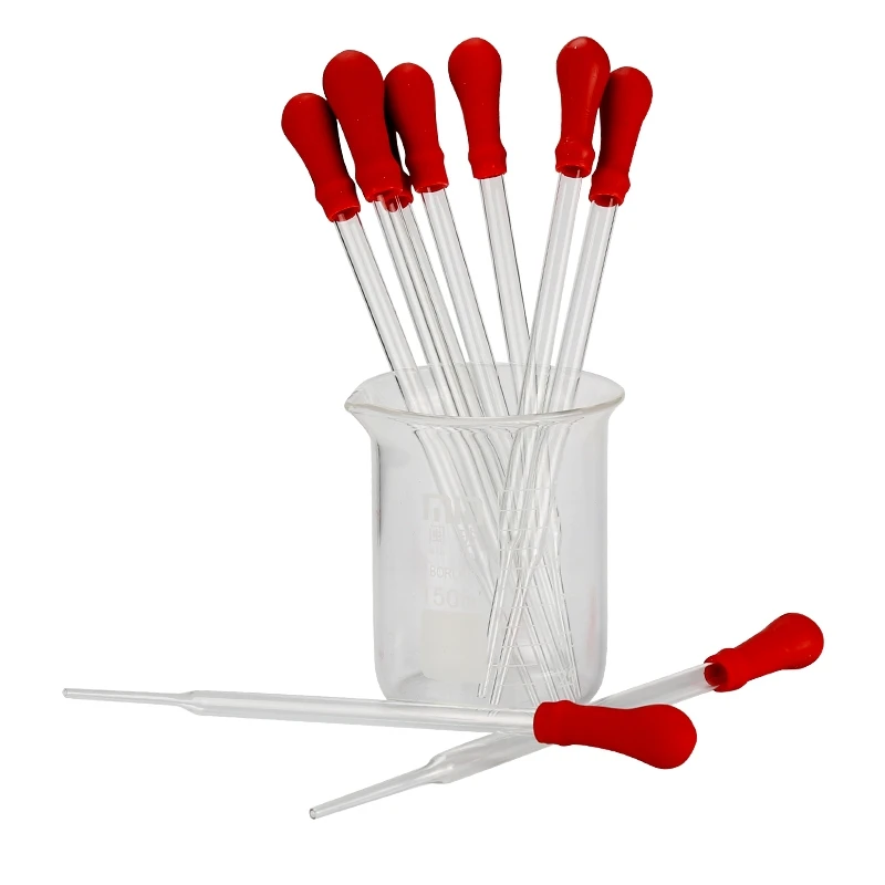 10 stücke Glas Pipette Pipette mit Rot Gummi Kappe Dropping Pipette Flüssigkeit Ätherisches Öl Transfer