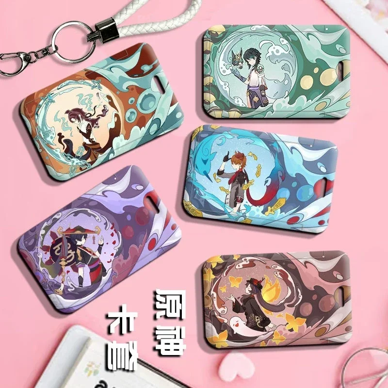 Genuine Impact Doctor Dottore Childe Summertime Retractable Credit Card Holders Bank ID Holders Bus Card Cover Case