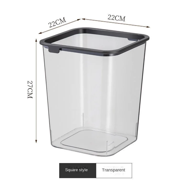 Transparent Square Large Kitchen Household Trash Can Pressure Ring Living Room Office High Value