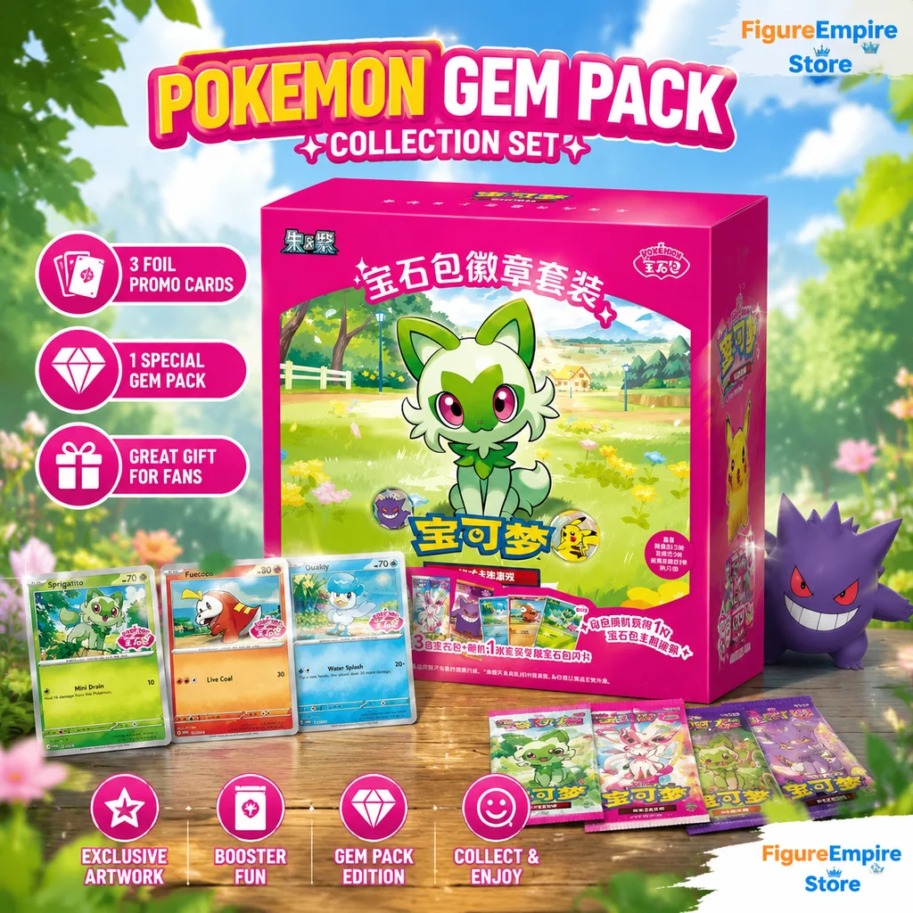 Pokemon Ptcg Gem Pack Badge Set Simplified Chinese Official Collectible Cards Sprigatito Eevee Gengar Tcg Collection Game Card
