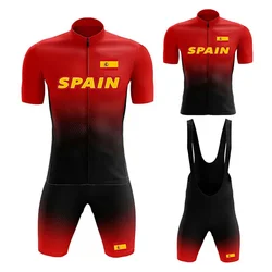 SPAIN Team Cycling Jersey Set 2022 Summer Men Short Sleeve MTB Sports Cycling Clothing Bicycle Maillot Ropa Ciclismo Hombre Suit