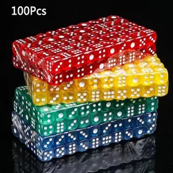 Juego de dados de 6 lados para mesa, juego de mesa, bebida, fiesta, DND, 12mm, Color transparente, acrílico, bordes redondeados, 100 unids/set