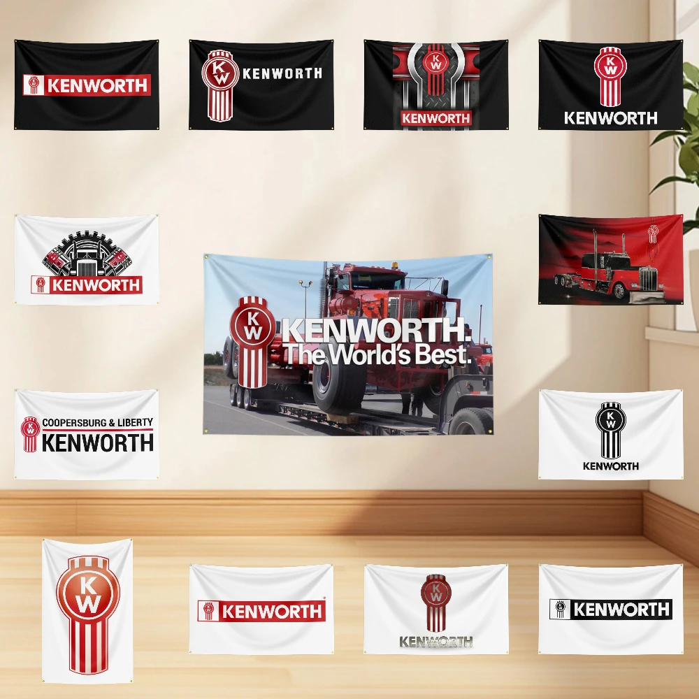 

3x5ft K-Kenworth Flag Professional Car Motorcycle Flag Polyester Digital Printing Cars Flagge Banner For Decoration Garage
