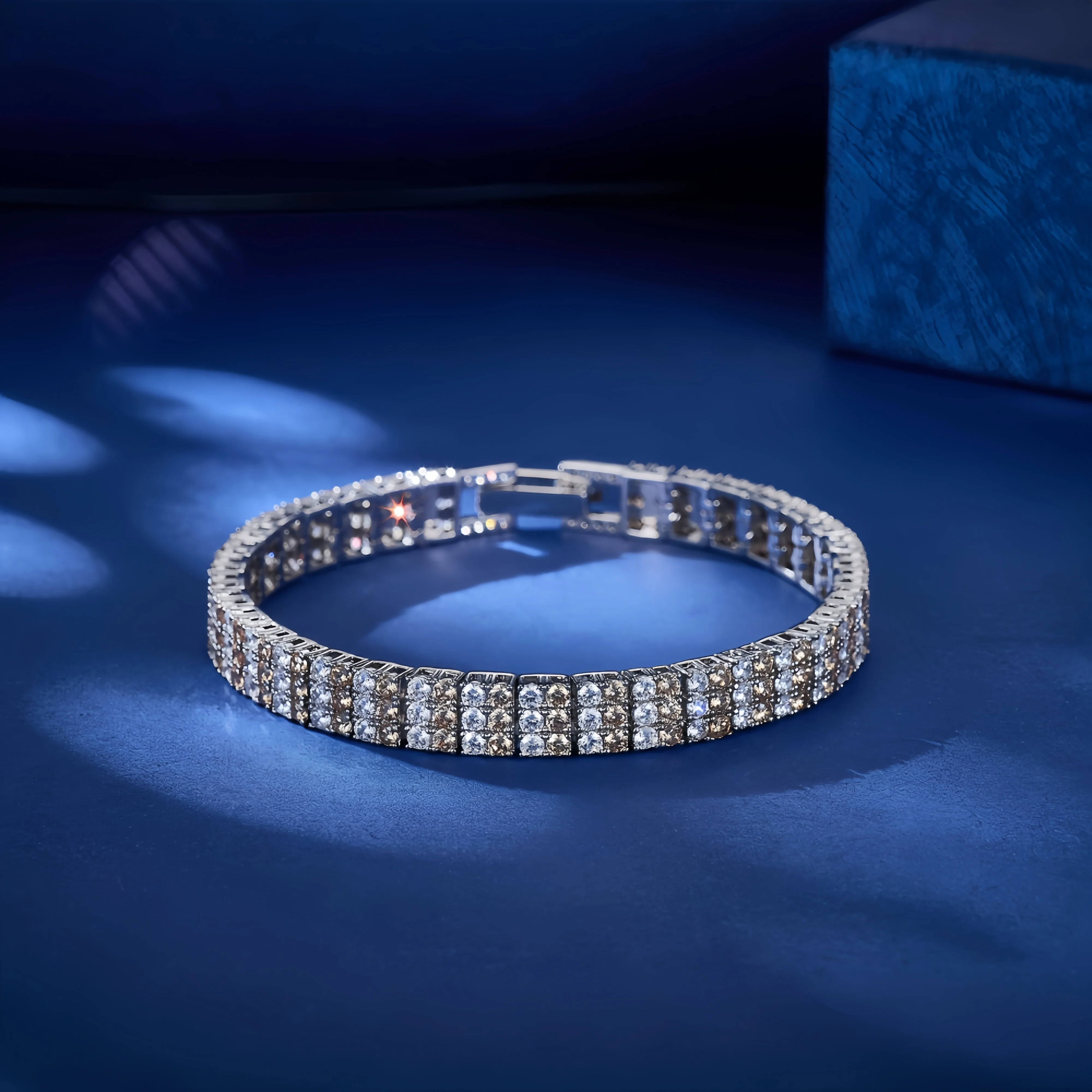 

High Quality Fine Jewelry Elegant Yellow White Round Bracelet Rhodium Plated Zircon Bracelet for Women
