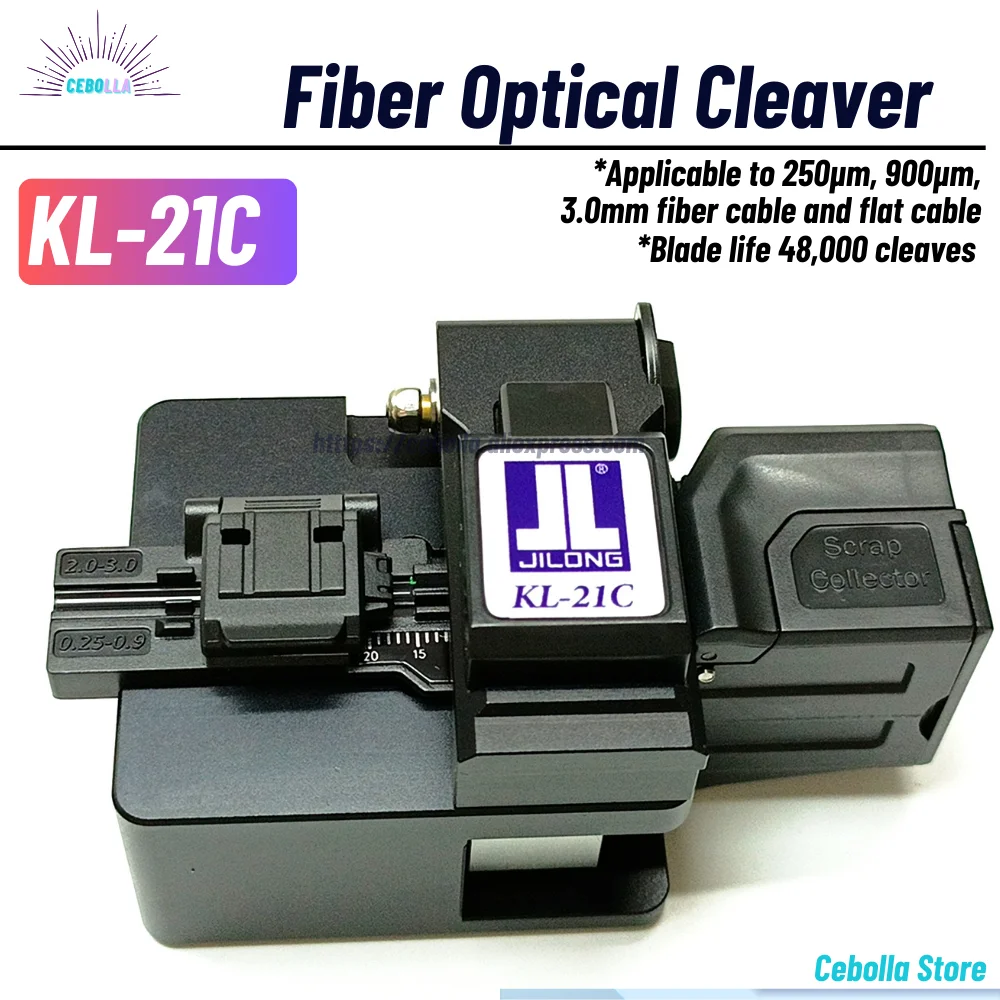 

JILONG Upgraded KL-21C Optical Fiber Cleaver Auto Offcut Bin Cable Cutter 48000 Times Blade Life