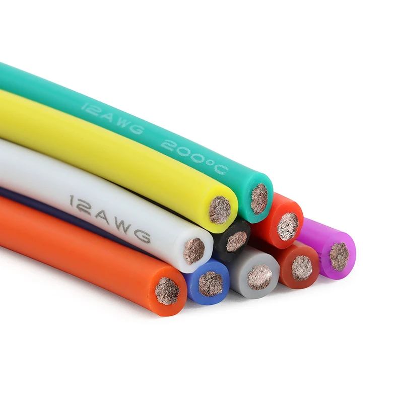 Cable de silicona Flexible de 1/5M 30 28 26 24 22 20 18 16 15 14 13 12 10 8AWG/600V cableado automotriz de batería de coche de alta temperatura