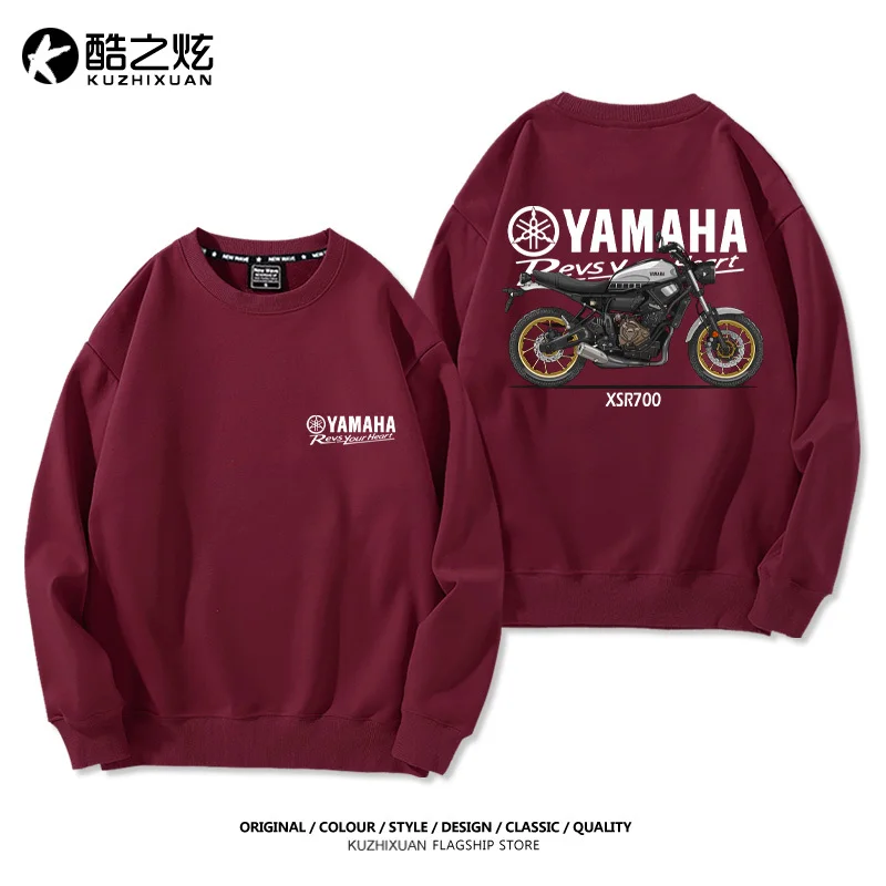 Yamaha MotorcycleXSR700Retro Street Bike Printed Hoodie round Neck Autumn and Winter Fleece-lined Men's Custom Knight