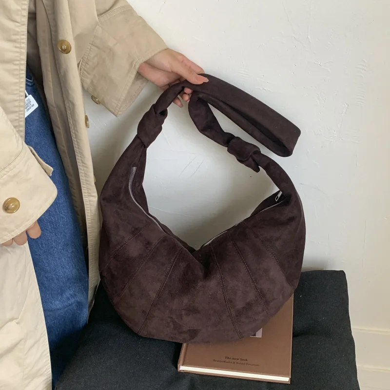 

Fashion Half Moon Crescent Bags for Women Faux Suede Shoulder Bag High Quality Croissant Crossbody Bags NEW Cloud Shopper Bag