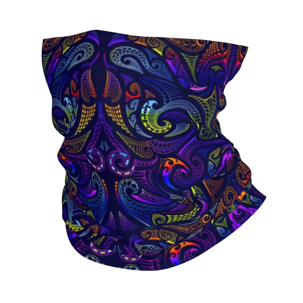 Minimal Maori New Zeeland Winter Headband Neck Warmer Ski Camping Tube Scarf Kowhaiwhai Koru Tribal Art Face Bandana Gaiter