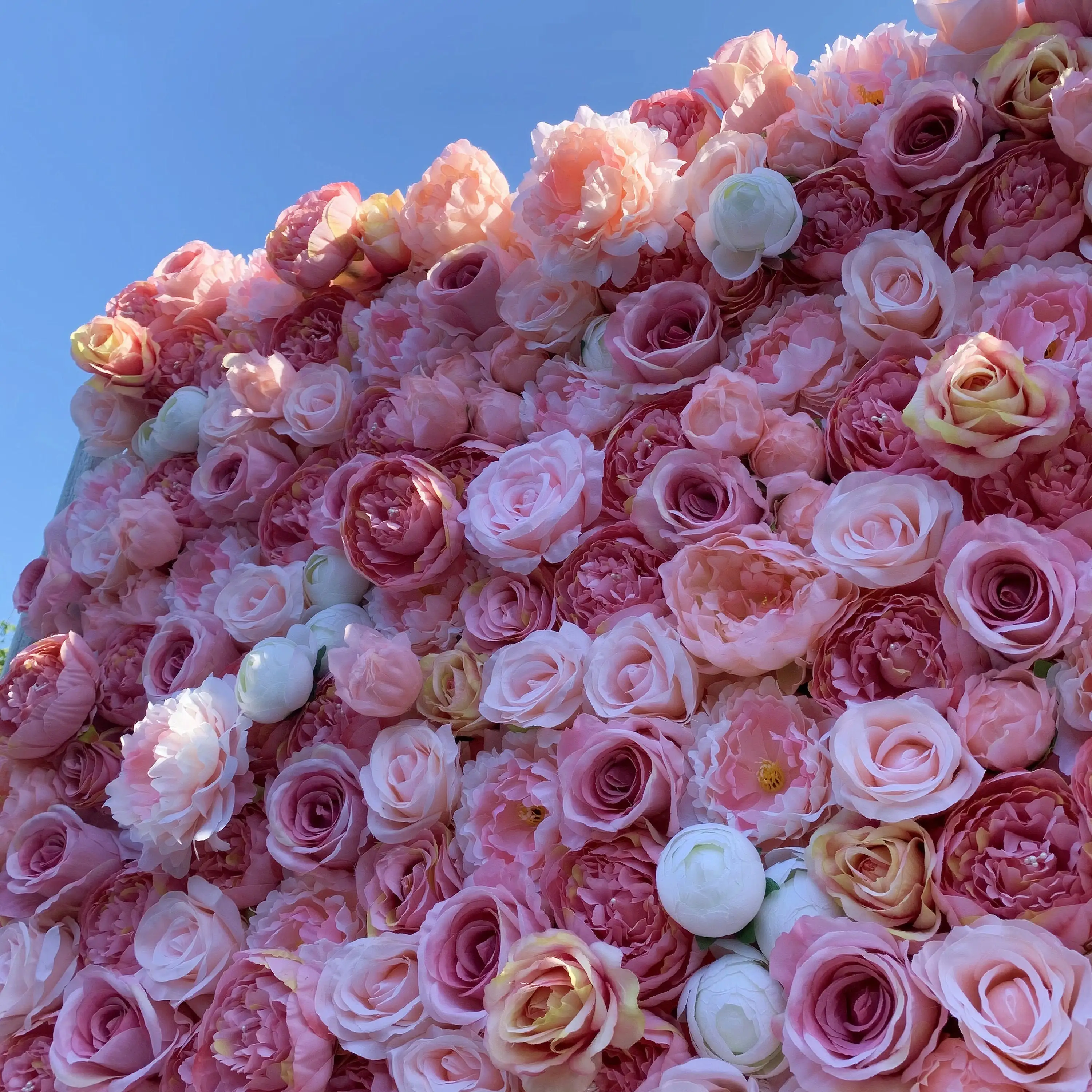 Uflower 5D وردي فاتح زهرة اصطناعية جدار نشمر ستارة الزفاف خلفية ديكور الأزهار جدار لفة للمناسبات