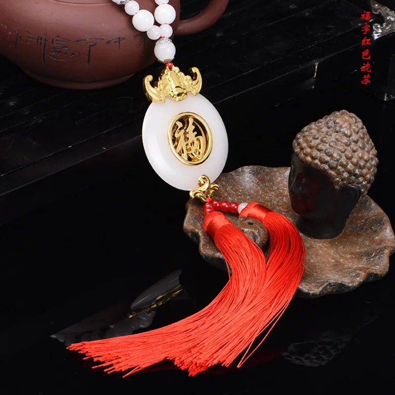 2PCS TOP good gift Pocket car home efficacious fortune Mascot Money Drawing gold jade lucky FU FENG SHUI Safety hanging talisman