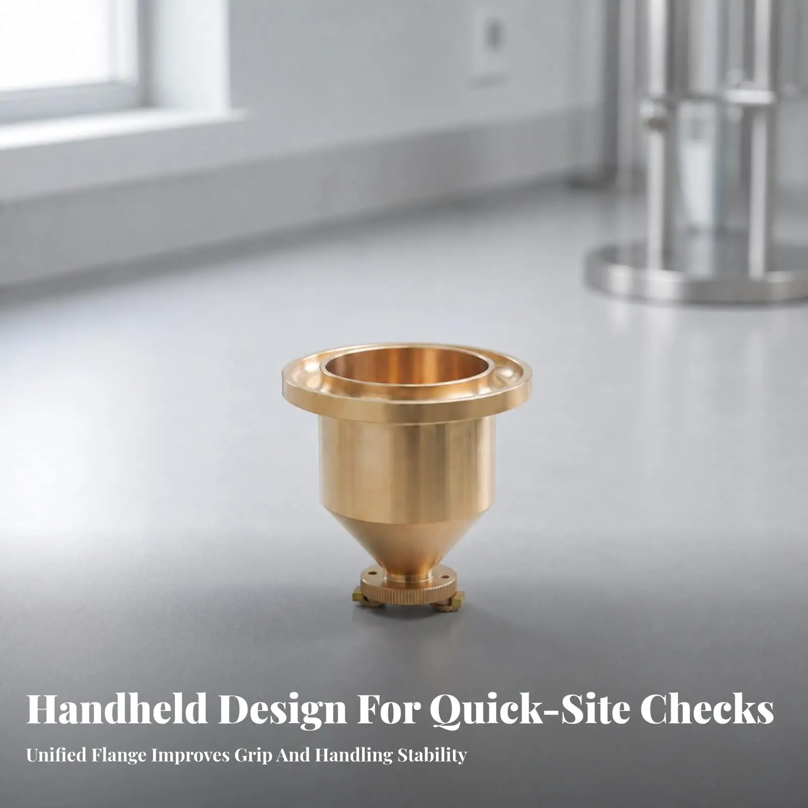 Professional Flow Cup Viscosity Tester for Paint Coatings with Gold Tone Brass Body and Steel Orifice for QC Use