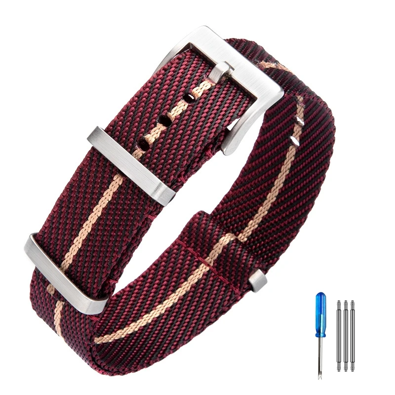 20mm 22mm Geometrisches Design Nylon NATO Canvas Uhrenarmband für Herren und Damen, Gewebtes Musterband, Universelles Tudor Armband Ersatzteil – Detail 6
