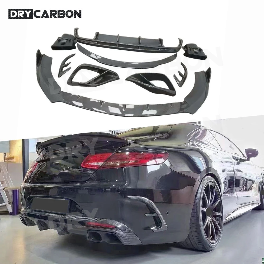 

Carbon Fiber Front Lip Air Vent Trims Rear Diffuser Rear Spoiler for Benz S Class W217 C217 S63 S65 for AMG Coupe 2014-2019 FRP