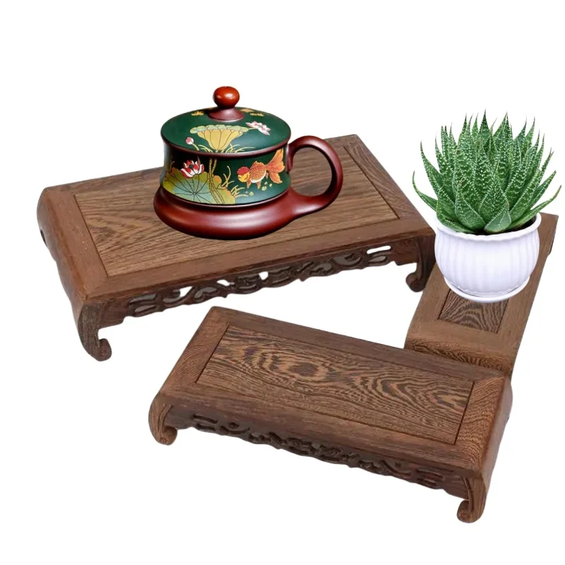 Miniature Wooden Sorting Table Figurines Vase Flower Pot Display Stand Bonsai Plant Shelf Coffee Tea Sets Pedestal Wood Base