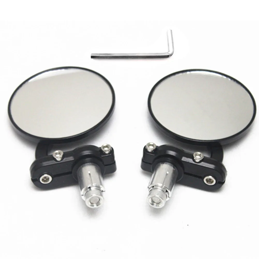 Motorcycle Rearview Mirrors Pair with Glass Mirror Aluminum Cover for 7/8 Inch Handlebars Multi Angle Positioning
