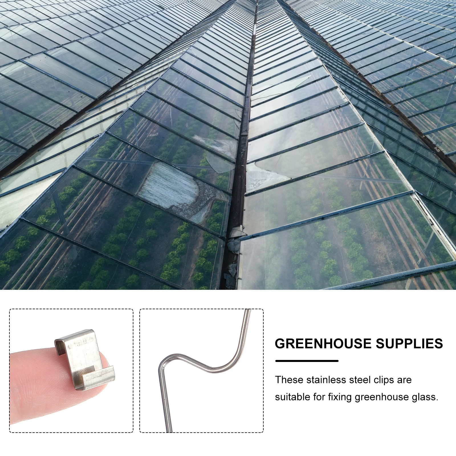

100Pcs Strong Stainless Steel Greenhouse Glass Clamps for Routine Maintenance Greenhouse Glass Clips Stainless Steel Clip