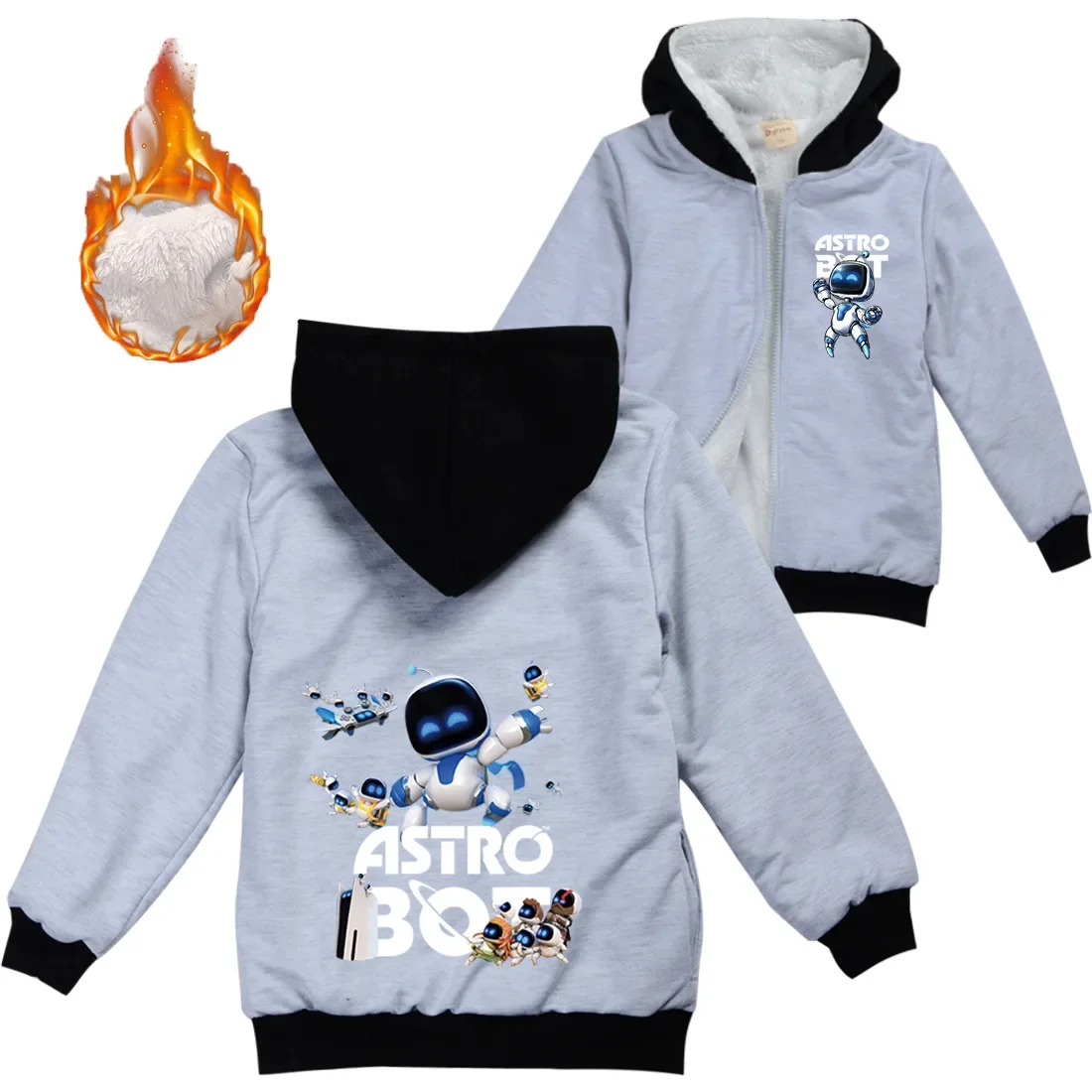 New Astro Bot Hoodie Kids Playroom Game Astrobot Clothes Teenager Boys Winter Fleece Zipper Jackets Toddler Girls Thicken Parkas