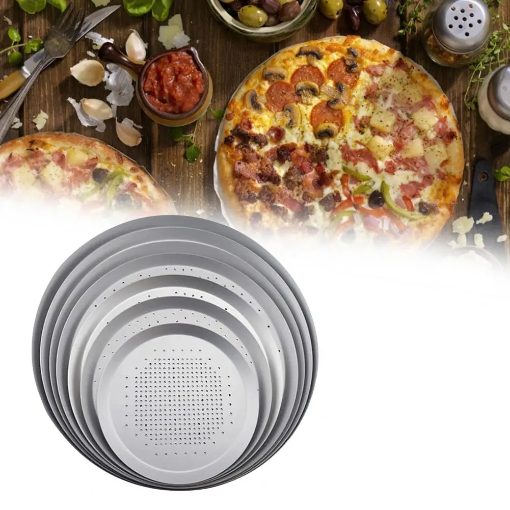 Pizza Pan Anti-deform Aluminum Alloy Pizza Baking Tray Food Grade Non-stick Heat Resistant Pizza Tray Baking Pan For Kitchen