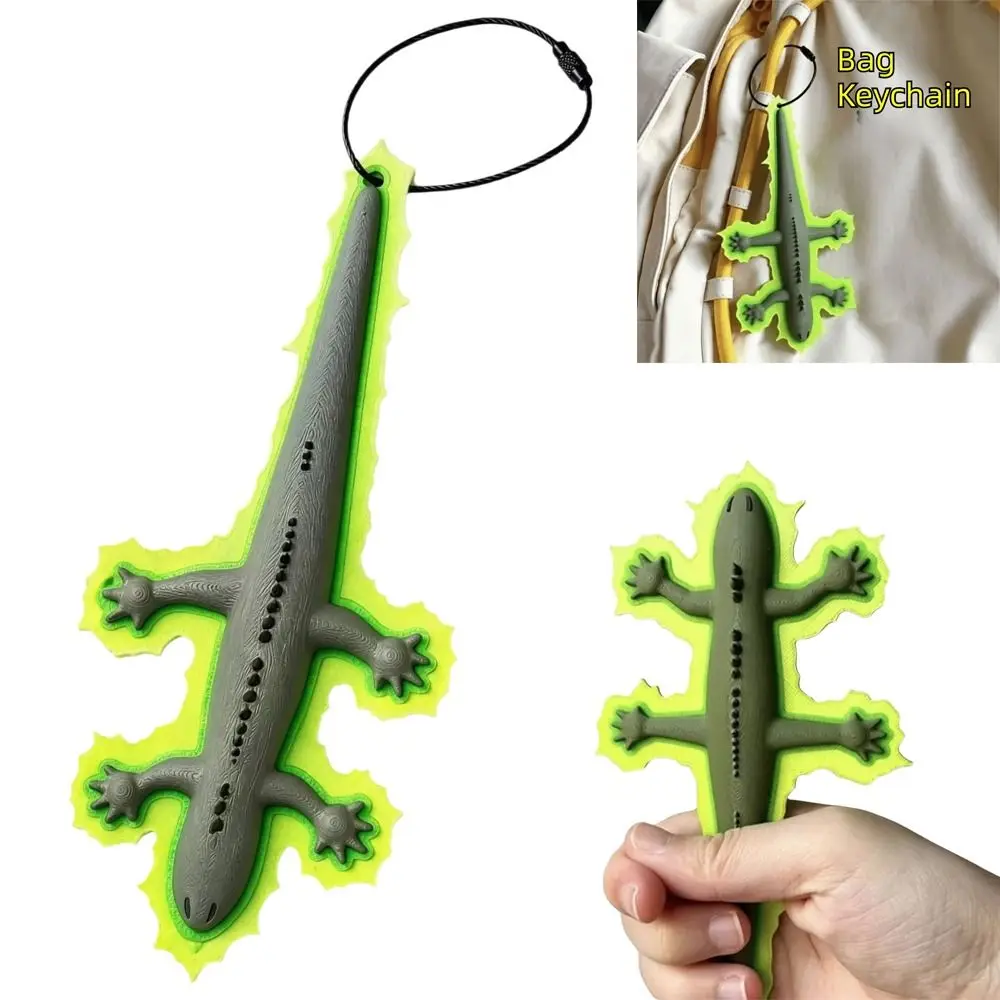 Novelty Gift 3D Printed Lizard Keychain PETG Luminous Feature Gecko Keychain Lightweight Cartoon Backpack Charm Key Decoration