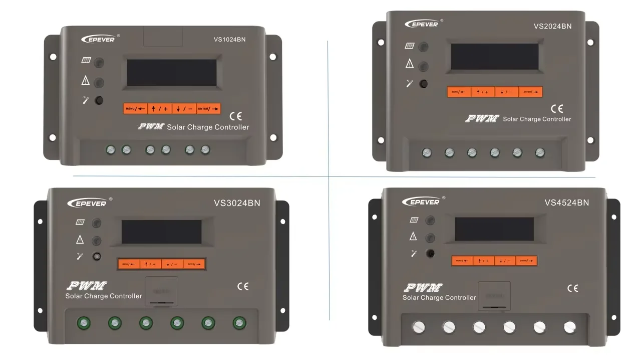 VS6024BN VS4548BN VS6048BN PWM Solar Charge Controller Max PV Input 12/24V or 12/24/36/48V