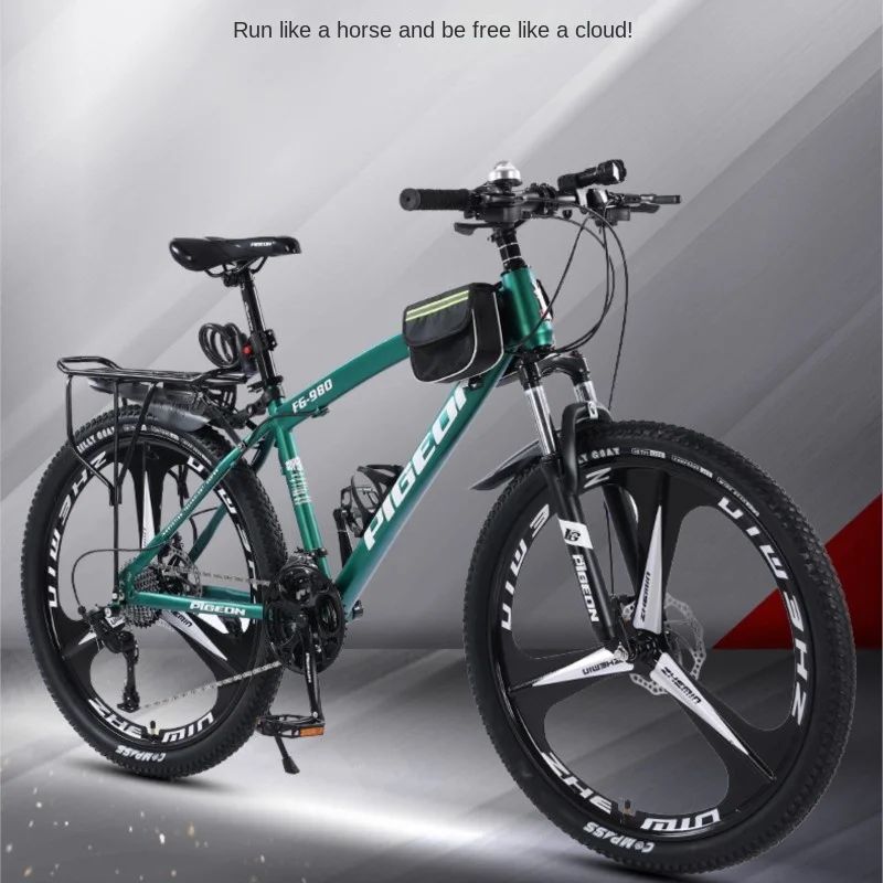 Carbon Steel Bicycle 24 Inch Off-road Speed Mountain Bike Men's Outdoor Sports Road Bike Student Bicycle Double Disc Brake Bike