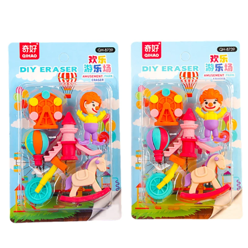 

1card Eraser Cartoon Creative Child Eraser Public Playground Clown Children Cute Eraser