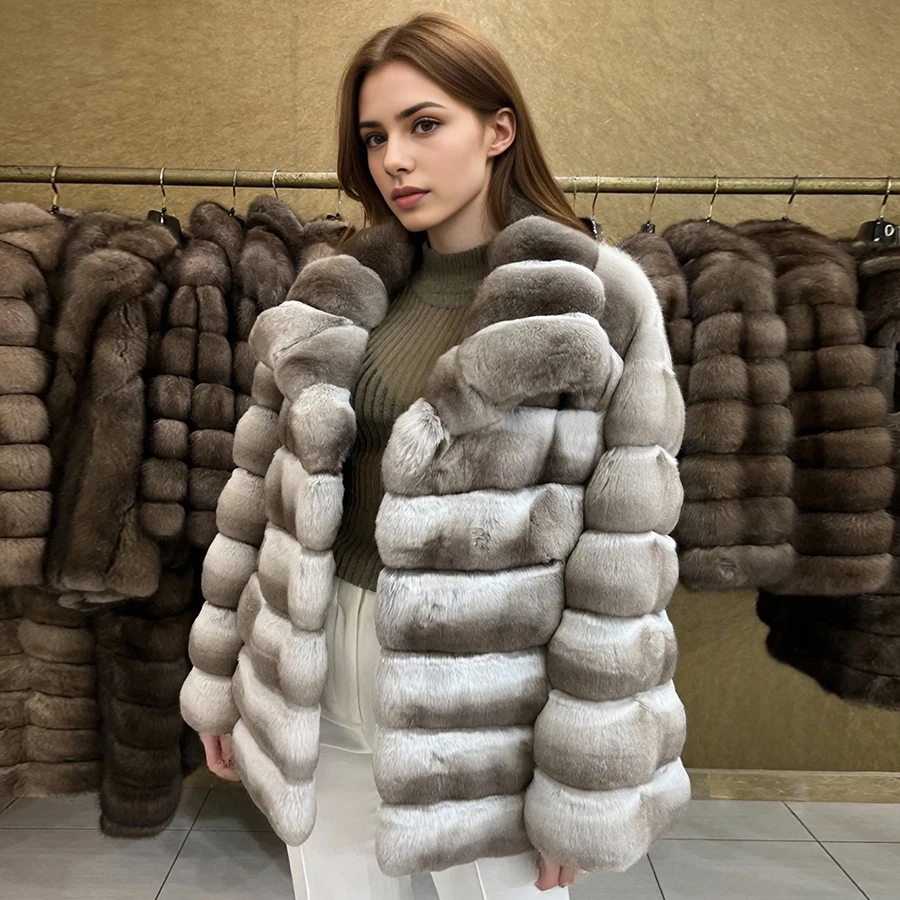 

Real Fur Jacket For Women With A Hood Winter Jackets Women Fur Hooded Coats Female Chinchilla Fur Coats Rex Rabbit Fur Coat
