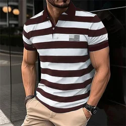 High Quality Men's Polo Shirt 2023 New Stripes Short Sleeve T-shirts Casual Business Button Tops Tees Summer Clothing For Boys