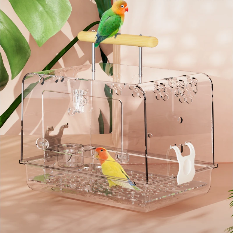 

Outdoors Portable Carrier Bird Cages Transparent Acrylic Luxury Park Bird Cages Budgie Canary Cage Oiseau Pet Products WZ50BC