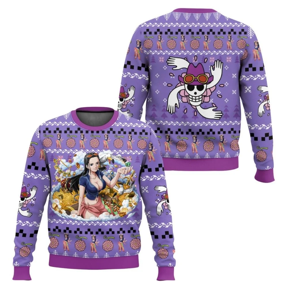가을과 겨울 반다이 애니메이션 루피 솔론 요소 크리스마스 못생긴 옷 3D 프린트 성인 라운드 넥 후드 패션 의류