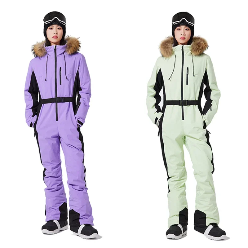 

New One-Piece Skiing Suit Women Slim Snowboarding Suit Winter Snow Mountain Suit Windproof, Waterproof, Skiing Jacket and Pants