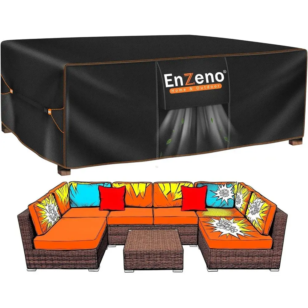 

Всепогодный чехол для уличного секционного дивана и обеденного гарнитура, 120 длина x 90 ширина x 35 высота, черный