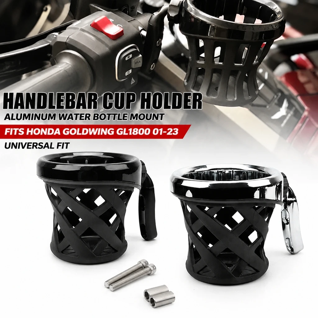 Motorcycle Handlebar Drink Cup Holder Water Bottle Basket Mount 360 Rotatable Support Bracket For Harley Most Models