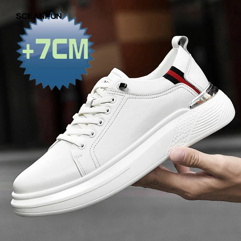 New Men'S And Women'S Height Increasing Sports Shoes Genuine Leather Casual Invisible White Running High quality ayakkabı