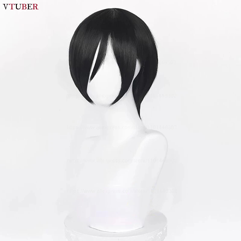 Peluca de Cosplay de Ada Wong de Anime para mujer, pelucas de 32cm, pelo sintético corto negro resistente al calor, pelucas de juego de rol de fiesta + gorro de peluca