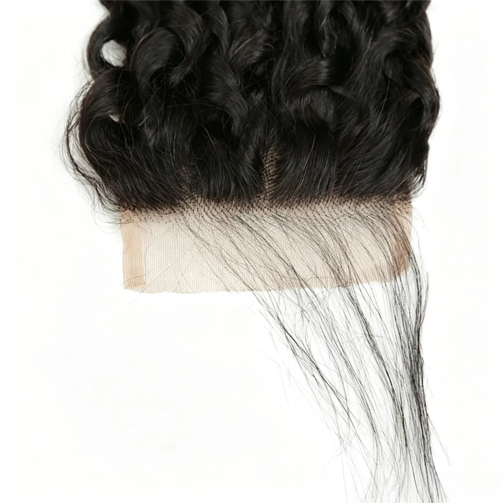 12A 4x4 Lace Closure Pissy Curly Naturfarbenes Echthaar Brasilianisches Virgin Remy Haar, vorgezupft, Babyhaar, kein Haarausfall, kein Verfilzen – Detail 5